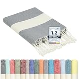 furora Holiday Strandtuch groß 100x200 cm: Baumwolle, leicht lang dünn kompakt - Premium Qualität | Hamamtuch Saunatuch, Fouta Strandhandtuch XXL | Damen & Herren Badetuch Stranddecke Picknickdecke