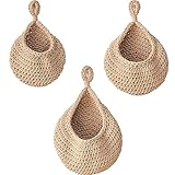 3 Stück Hängekorb Obstkorb, Handgewebt Baumwollegewebe Aufbewahrungskörbe Obstkorb Hängend Wandkorb Hängekorb Küche Obst für Obst Gemüse Wandpflanzer (3)