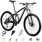 27.5 Zoll Mountainbike mit Aluminiumrahmen, 27 Gang, Leichtgewichts-MTB Mountainbike, Höhenverstellbar Softail-Mountainbike, Aluminium Rennrad für Mädchen Jungen Herren und Damen B-27.5,27-Speed