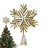 Ylnailky Baumspitze - 3D Schneeflocke Weihnachtsbaumspitze Deko - Metallschmuck Deko Für Außen Innen Haus Garten Wohnzimmer Weihnachtsdekoration