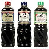 MIGASE® 3er Set 1x1L Sojasauce, 1x0,975L Tamari, 1x0,975L Less Salt