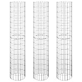 vidaXL 3X Gabionen Hochbeet Steinkorb Pflanzkorb Gabionenkorb Pflanzkasten Pflanzkübel Pflanzbeet Gartene Rund Verzinkter Stahl Ø30x150 cm