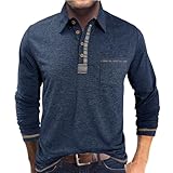 PRIVIMIX Poloshirt Herren Langarm Polo Shirt Pullover mit Kragen Polohemd Golf Rugby Langarmshirt für Männer Tiefblau 3XL
