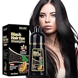 Schwarze Haarfärbeshampoo für Graues Haar, 500ML Hair Dye Shampoo 3-in-1 Haarfarbe, Natürliches Haarfärbeshampoo, Sofort-Haarfarben-Shampoo für Männer Frauen