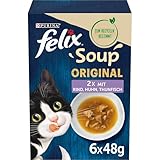 FELIX Soup, Suppe für Katzen mit zarten Stückchen, Sorten-Mix, 8er Pack (8 x 6 Beutel à 48g)