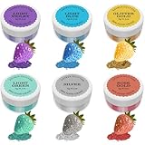 Essbarer Glitzer set 6 x 3g, 6 Farbenset Glitzerpuder Backglitzer für Getränke, Geschmacklos Essbare Glitzerpulver, Glitzer für Liköre, Cocktails, Torten, Pralinen, Dessertdekorationen