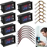6 Stück 0.28” LED Digital Voltmeter Amperemeter: DC 0-100V 50A Volt Ampere Meter, Multimeter Rot und Blau Detektor LED Doppelte Farbanzeige, Spannung Ampere Modul Strommesser Panel Tester