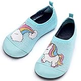 Torotto Hausschuhe Kinder Mädchen Junge Pantoffeln Atmungsaktive Rutschfest Weich Lauflernschuhe für Turnschläppchen Barfussschuhe Kleinkinder Schuhe Kindergarten Unisex(Water blue 28/29EU)