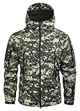 QQBAIHUO Herren Taktische Wind-und wasserdichte Freizeitjacke Softshell Fleece Kapuzen Outdoor Mantel Warme Winterjacke Militär Taktische Jacke Gelten Bergsteigen, Angeln, Skifahren,001,M