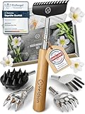 HELDSON® Rückenkratzer Holz EXTRA STABIL [6 Kratzvarianten] - Kratzhand Rückenkratzer Teleskop ausziehbar - Back Scratcher - Rücken Massage Kratzer - Geschenk für Senioren, Frauen & Männer