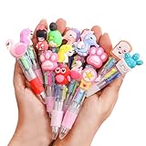 Hojalis 30 Stück bunte Stifte, All-in-One, lustiges Cartoon-Mini-Stift-Set, niedlich, einziehbar, Partytütenfüller für Kinder, 4-in-1 mehrfarbiger Kugelschreiber für Partytüten, Klasse, Schule