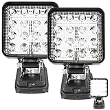 2 Stück Akku Lampe für Makita 18v, 27W Led Baustrahler Akku lampe, Tragbarer LED Strahler Akku Scheinwerfer, Flutlichter Baustellen Lampe mit USB Aufladung (kein Akku)