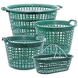 Agrarflora Gartenkorb Set 4-teilig - Laubkorb aus Recycling-Kunststoff - stapelbarer Allzweckkorb für Haus & Garten - Obstkorb, Erntekorb, Haushaltskorb - 4er Sparset - Made in Germany