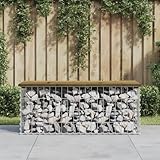 NQJIBUE Gartenmöbel Gartenbank Gabion Design 103x44x42 cm imprägniert Kiefer Möbel