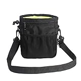 HANWELL Futterbeutel für Hunde Leckerlies, Hundeleckerlitasche mit Poop Spender-Verstellbarer Taillen/Schulterriemen, Mehrfachtaschen für Tragende Hunde Kibble und Spielzeug - Wasserdichtes, Schwarz