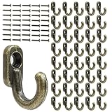 Sariputa 40 Stück Mini Haken,16 x 13 mm Wandhaken Vintage Schlüssel Haken,Antik Schlüsselhaken Bronze Einzelhaken Kleine Garderobenhaken zum Schrauben für Schmuck Taschen Handtücher Bad Küche