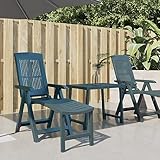 WHOPBXGAD Sonnenliege Grün Kunststoff, Klappbare Gartenliege mit Verstellbarer Rückenlehne, Wetterfeste Outdoor-Liege für Terrasse, Pool, Balkon, 5-Positionen, Leicht & Tragbar, Belastbar bis 110 kg