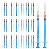 50 Stück 1 ml Spritzen, Kunststoffspritzen mit Kappen, Unabhängige Siegel Verpackung, Mindest Skalierung 0,01 ml, zum Füttern von Tieren, Flüssigkeitsmessung für Labor,Industrielle (Blau)