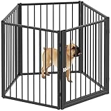 PawHut Welpenlaufstall 5-TLG Welpenauslauf mit 5 Gitterplatten Tür flexibel faltbar Freilaufgehege 76cm hoch Hundelaufstall Welpengitter für kleine und mittelgroße Hunde für drinnen und draußen