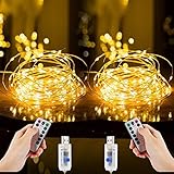 Led Lichterkette, Nasharia 2 Stück 10M 100LED USB Lichterkette Draht Wasserdicht mit Schalter, Kupferdraht Stimmungs Lichterkette für Zimmer, Innen, Weihnachten, Außen, Party, Hochzeit, DIY usw.