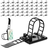 Boltza Selbstklebende verstellbare Kabelclips – Schwarz oder Weiß (85 mm, 50 Stück) – Stark haftende & Schraubbefestigung, wasserdichte Nylon-Drahthalter mit Kabelbindern (schwarz)