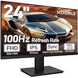 KOORUI 24 Zoll Monitor mit Lautsprecher, Rahmenlos Bildschirm, IPS PC Monitor, FHD 1080P, HDMI 1.4 (100Hz) & VGA(60Hz), VESA 75 x 75 mm,Adaptive Sync, Eye Care