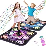 Tanzmatte Geschenk für Kinder 2 Spieler Elektronisches Tanzpad mit Kabellosem Bluetooth 5 Spielmodi, 12-Tasten Leucht-Tanzen Spielzeug Weihnachten Geburtstag Geschenke für Mädchen Jungen 3-12 Jahre