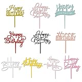 Calkkrer 10 Stück Happy Birthday Tortendeko Set, Glitzer Cake Topper Geburtstag, Kuchendeko Geburtstag, Torten Deko Happy Birthday, Tortendeko Geburtstag in 10 Stilen