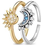 Sonne Mond Ring Sun And Moon Ring Set Ringe Damen Gold Set Freundschaftsringe Silber Ring Damen Ring Frauen Ringe Set Sonne Und Mond Ring Gold Ringe Frauen Gold Ring Silber 925 Damen Ring Damen Silber