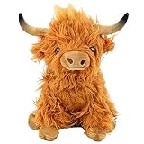 OCDSLYGB Hochlandkuh Plüschtier,Highland Cow Soft Plüsch Spielzeug,Schottische Hochlandkuh Kuscheltier Plüschtiere,Realistische Kuscheltier Kuh Toy,für Kinder Party Geburtstag Weihnachten Geschenke