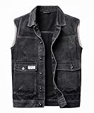 Harbrosrce Classics Herren Weste Denim Vest Ärmellose Jeansweste Cowboy Jacke Motorradweste Bikerweste für Männer Casual Freizeitweste