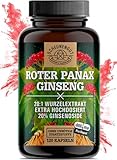 Ginseng Kapseln -1800mg je Tagesdosis- WICHTIG: 20:1 Roter Panax Extrakt (=36000mg Ginseng) I maximale Bioverfügbarkeit +20% Ginsenoside I 120 Stk Panax Ginseng -DE- SCHEUNENGUT®