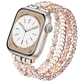 V.R.HOPE Armband Schmuck Kompatibel mit Apple Watch 38 mm 40 mm 41 mm Elegante Armbänder für Damen, Perlen Schmuck Band für iWatch Serie SE 9 8 7 6 5 4 3 2 1 (Rosegold -Klein)