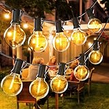 LED Lichterkette Außen, 13M Outdoor Lichterkette strom mit 20+2 Stk. Warmweiße G40 Glühbirnen, IP44 Wasserdicht Lichterketten Glühbirnen Außen & innen für Garten, Terrasse, Hochzeiten, Partys