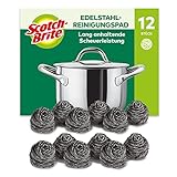 Scotch-Brite Stainless Steel Scourer, 12 Pieces - Rust Resistant Spiral Metal Scourer, Powerful and Effective Clean Scrubbing pad