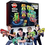 VATOS Wiederaufladbares Laser Tag Set –4 Pack Lasertag mit Empfängern für Kinder Erwachsene, 2.4GHz Daten-Sync-Anzeige Spiel, Infrarot Spielzeug Alter 6-12+ Jungen Mädchen