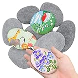 TOKSEO 10 Stück 8-10cm Flache Steine zum Bemalen Groß, Kieselsteine zum Bemalen, Aquarium Dekosteine Naturstein, Glatte Kieselsteine Garten, Flusssteine zum Bemalen