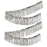 CENPEK 2 Stück PET-Regengürtel Regenseide Quasten-Vorhang, Metallfolie Quasten-Vorhang Streamer Hintergrund für Zeremonie, Hochzeit, Party, Dekoration, Geburtstagsdekoration, 30 cm x 3 m (Silber)