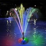 SZMP Springbrunnen für Gartenteiche 2024 Upgraded für draussen,6W LED Licht Teichpumpe 4 DIY Effekte mit 32.8ft Netzkabel,Schwimmender Fontäne Pumpe für Garten,DIY Wasserspiel,Teich,Fisch-Behälter