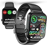 Smartwatch Herren Damen, 1,85' HD Touchscreen Smart Watch mit Telefonfunktion, 113+ Sportmodi Sportuhr mit Schrittzähler/Herzfrequenzmonitor/Schlafmonitor, IP68 Wasserdicht Fitnessuhr für iOS Android