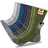 Heatuff Crew-Socken für Herren, 6 Paar gepolsterte Baumwollsocken, feuchtigkeitsableitende Arbeits- und Sportsocken, 6 Paar, mehrfarbig, Einheitsgröße