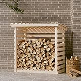 Xichuzi Kaminholzregal, Holzunterstand, Holzstapelhilfe, Aufbewahrung Holz, Holzregal, Brennholzregal Außen, Kaminholz Aufbewahrung, 108x73x108 cm Massivholz Kiefer