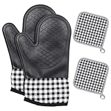 4er Set Ofenhandschuhe für Küche, Backen,BBQ,Auflaufform und Grillen