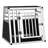 EUGAD Hundetransportbox Alubox, Autotransportboxen für kleine/mittlere Hunde Katze 60x50x55cm Kofferraum Transportbox Auto Hundebox für Zuhause Reise, Leicht zu reinigen und Stabil