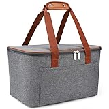 Pynhoklm 22L Kühltasche Einkaufstasche Faltbar Picknicktasche Gross Isoliert Lunchtasche Thermotasche Kühltasche Isoliertasche -für Reisen/Picknick/Einkaufe(Grau)