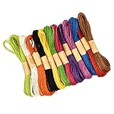 Skyzone Farbige Juteschnurschnur, 12 Farben Natürliche Juteschnur-Wickelschnur Bunte Bastelschnur für Geschenkverpackungen, Kunstwerke, DIY-Kunsthandwerk, Dekoration, Bildpräsentation (je 10 m Farbe)