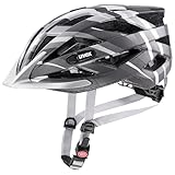 uvex air Wing cc - Leichter Fahrradhelm für Damen und Herren - individuelle Größenanpassung - Black-Silver matt - 52-57 cm