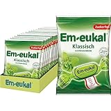 Em-eukal Hustenbonbon Klassisch, Zuckerfrei & laktosefrei, Lutschbonbons mit Eukalyptusöl & Menthol, Ohne Zucker – Großpackung 20x75g