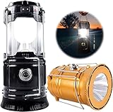 Funmo 2 Stück Solar LED Camping Lampen, wiederaufladbare Camping Lampe mit 1600mAh Power Bank, tragbare Taschenlampe Camping-Lampe, wasserdichte Camping-Laterne für Wandern Angeln Notfall