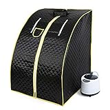 Mini Sauna, Dampfsauna für Zuhause, Dampferzeuger SPA Heimsauna Dampfsauna Maschine mit Saunazelt und Fernbedienung Temperatur (75 * 35 * 25cm-Schwarz)